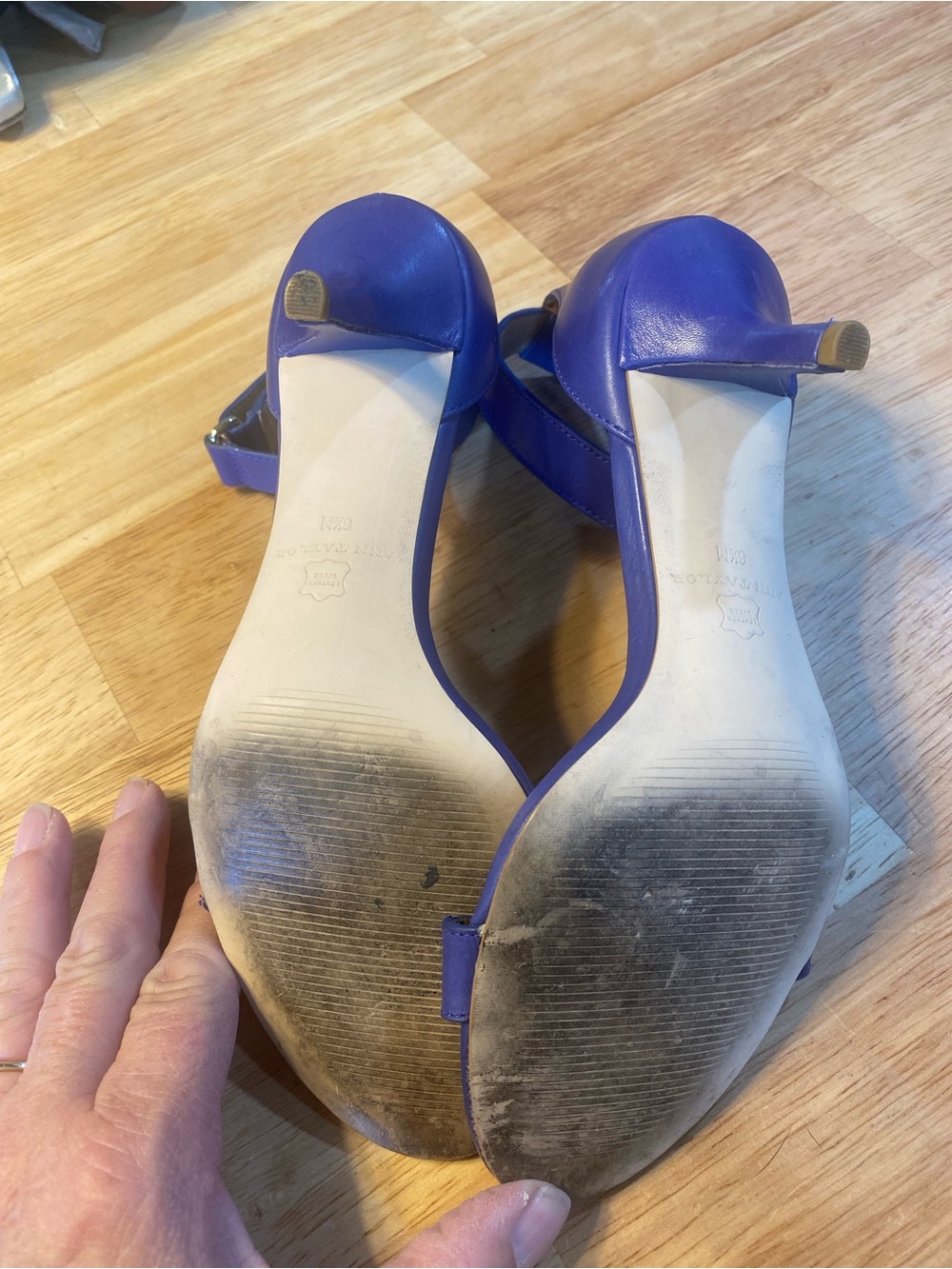 Ann Taylor Purple Open-Toe Ankle-Strap Stilettos - Picture 5 of 7